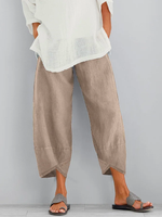 Linen Plain Loose Ankle Pants