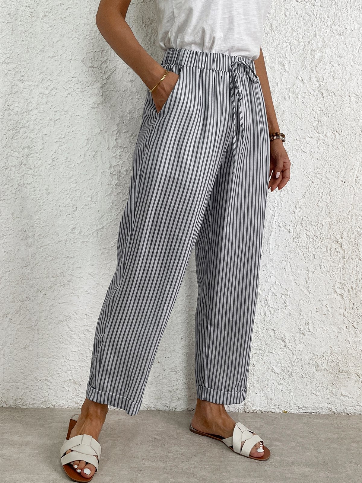 Casual Striped Loose Long Pants