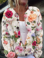 Loose Long Sleeve Floral Casual Regular Cardigan