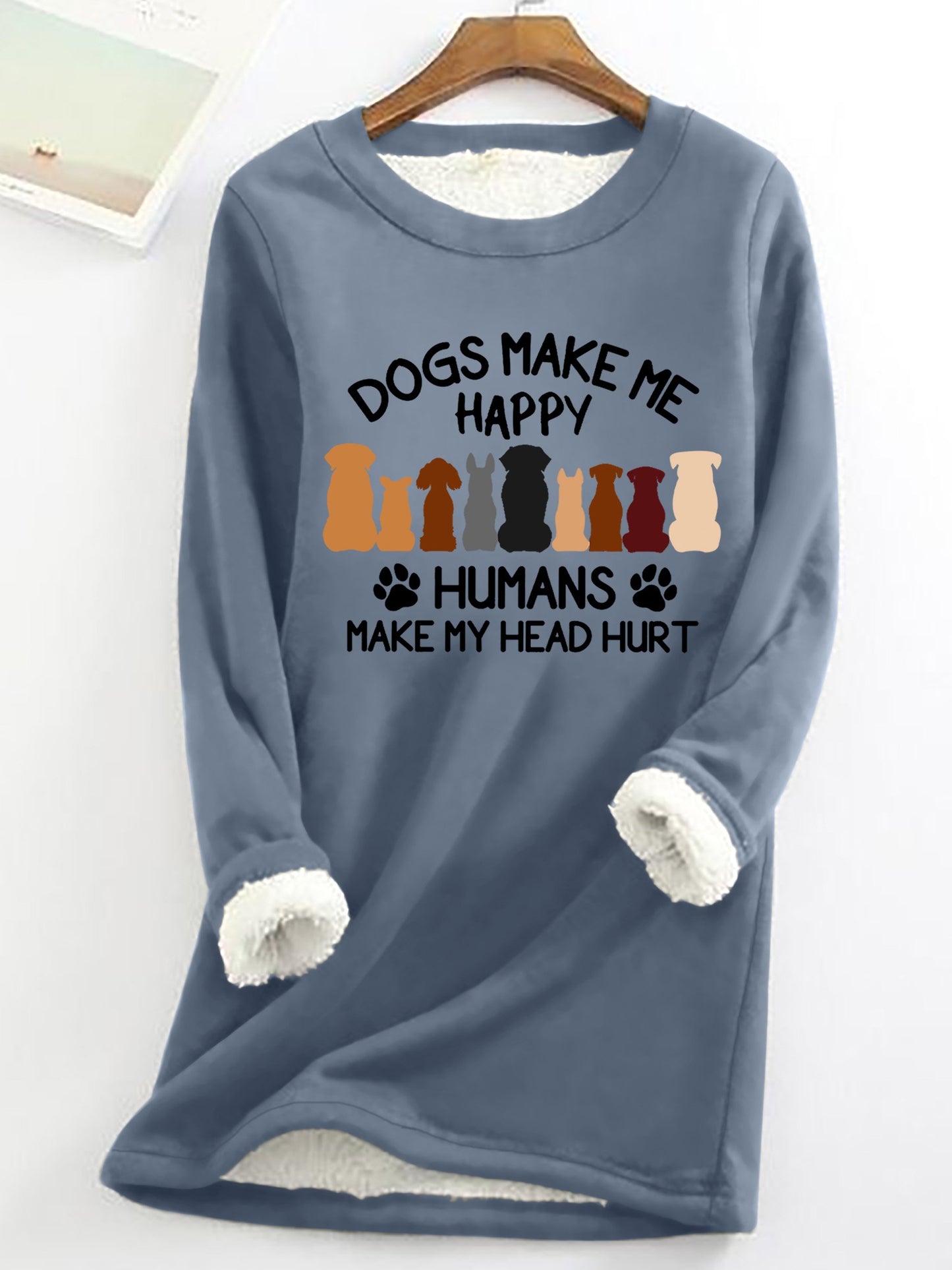 Simple Long Sleeve Crew Neck Dog Loose Regular Sweatshirt