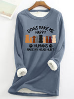 Simple Long Sleeve Crew Neck Dog Loose Regular Sweatshirt