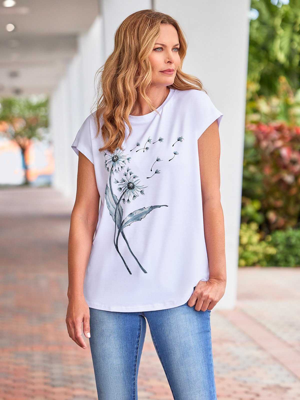 Short Sleeve Crew Neck Floral Casual Regular T-Shirt