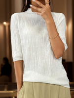 Half Sleeve Crew Neck Plain Casual Regular Sweater