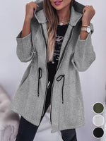 Loose Shirt Collar Three Quarter Sleeve Plain Zipper Casual Regular Jacket