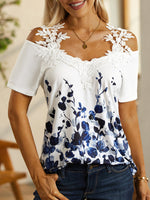 Short Sleeve V Neck Floral Casual Regular T-Shirt