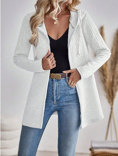 Loose Hoodie Long Sleeve Plain Zipper Casual Regular Jacket