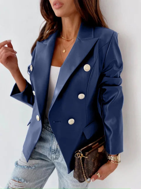 Loose Long Sleeve Plain Casual Regular Blazers