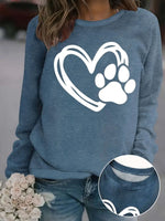 Casual Long Sleeve Crew Neck Heart/Cordate Loose Regular Sweatshirt