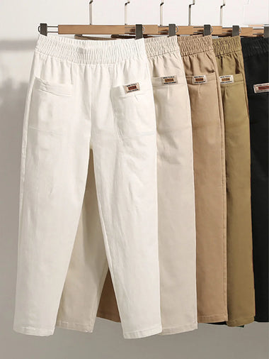 Casual Plain Pocket Stitching Loose Long Pants