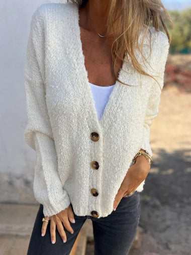 Loose Long Sleeve Plain Casual Regular Cardigan