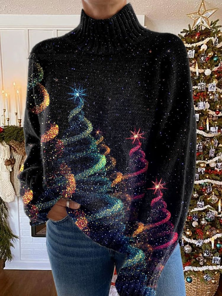 Casual Long Sleeve Turtleneck Christmas Loose Regular Sweatshirt