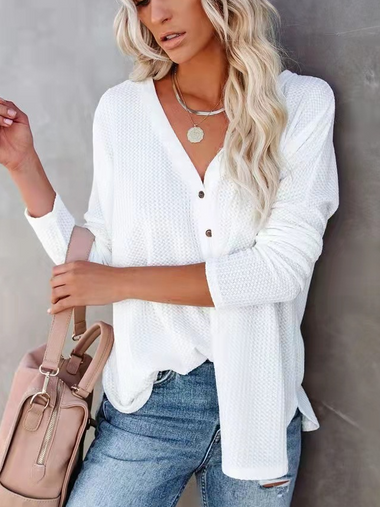 Loose V Neck Long Sleeve Plain Casual Regular Jacket