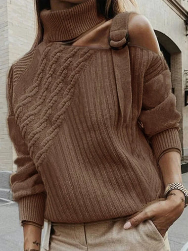 Loose Turtleneck Long Sleeve Plain Vintage Regular Sweater