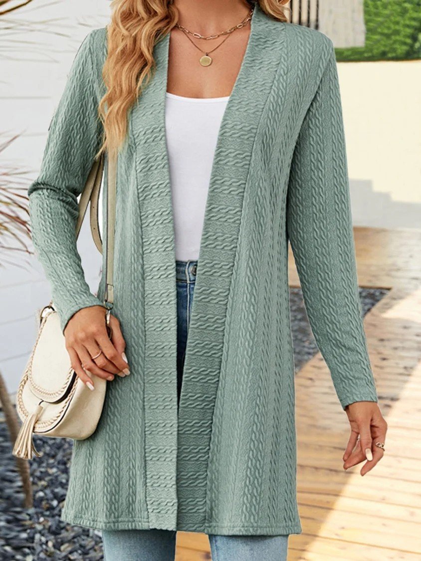 Loose Long Sleeve Plain Casual Regular Cardigan