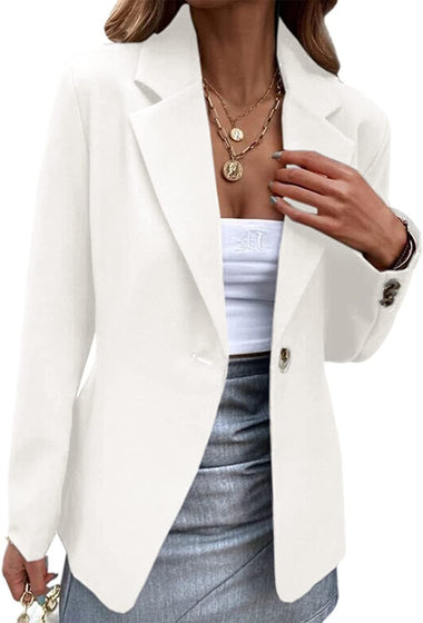 Loose Lapel Collar Long Sleeve Plain Casual Regular Blazers