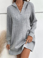 Plus Size Casual Long Sleeve Hoodie Plain Short Dress