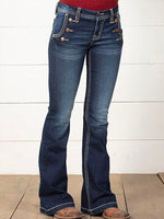 Casual Plain Loose Long Denim Jeans