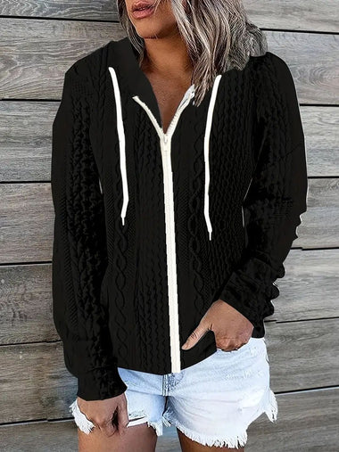 Loose Hoodie Long Sleeve Plain Casual Regular Jacket