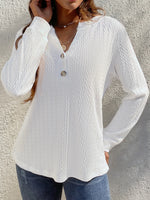 Loose Long Sleeve Notched Plain Casual Regular Shirt