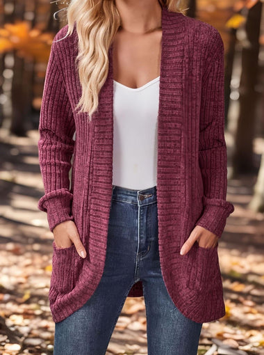 Loose Long Sleeve Plain Casual Mid-Long Cardigan