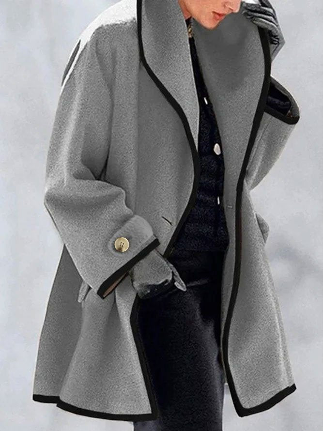 Loose Shawl Collar Long Sleeve Plain Casual Regular Coat