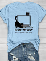 Loose Short Sleeve Crew Neck Cat Casual Regular T-Shirt