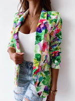 Shawl Collar Long Sleeve Floral Casual Regular Blazers