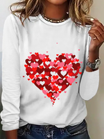 Loose Long Sleeve Crew Neck Valentine'S Day Casual Regular T-Shirt