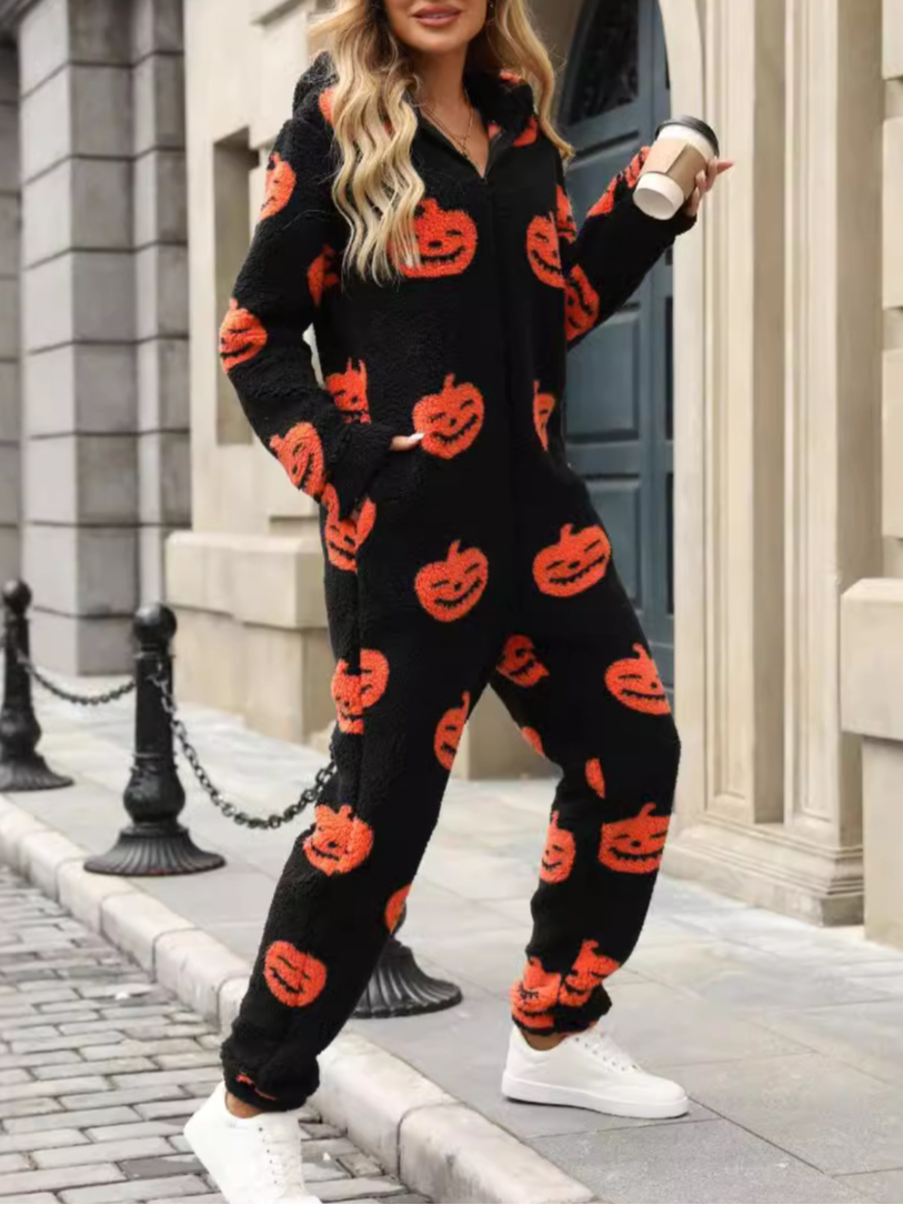 Long Sleeve Hoodie Halloween Casual Long Jumpsuit