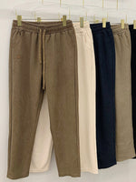 Plus Size Casual Plain Pocket Stitching Loose Ankle Pants