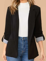 Loose Long Sleeve Color Block Casual Regular Blazers