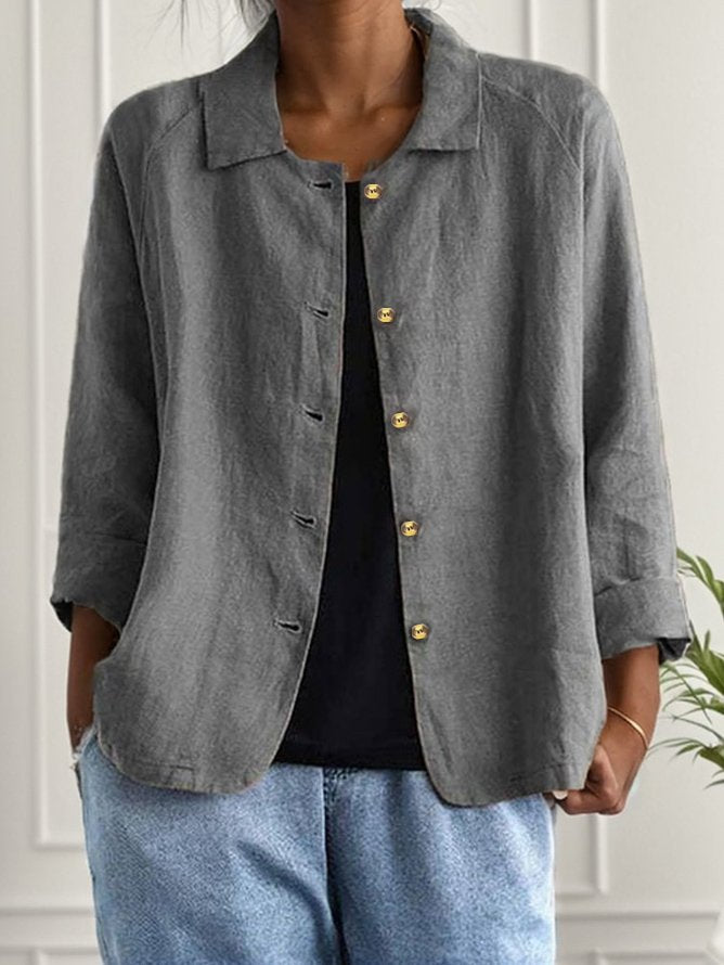 Loose Shawl Collar Long Sleeve Plain Casual Regular Jacket