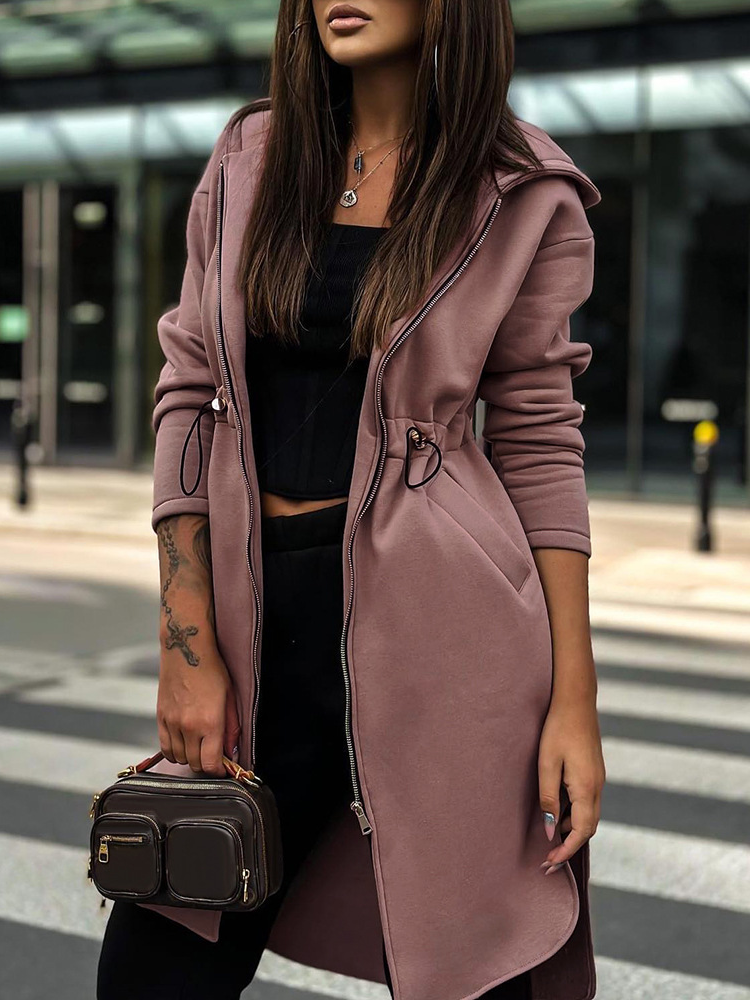 Loose Hoodie Long Sleeve Plain Casual Regular Jacket