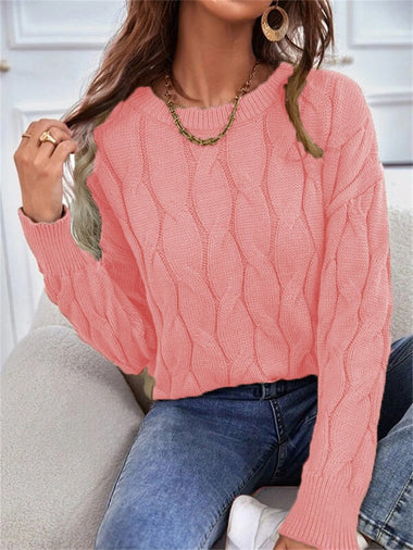 Casual Long Sleeve Crew Neck Plain Loose Regular Sweater