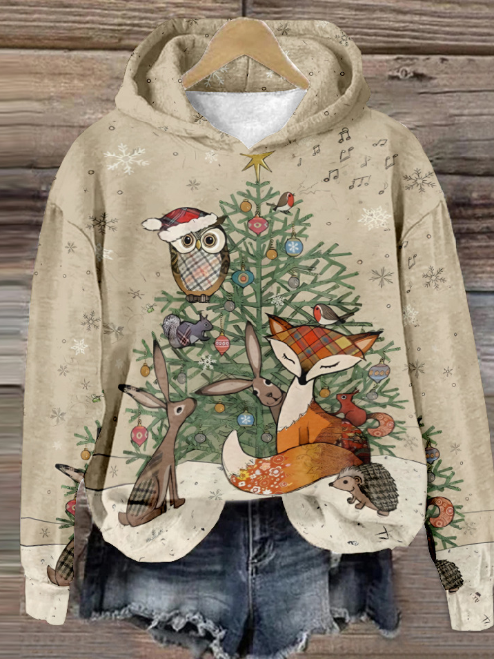 Casual Long Sleeve Hoodie Christmas Loose Regular Sweatshirt