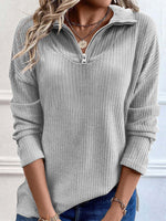 Loose Long Sleeve Shawl Collar Plain Casual Regular Blouse