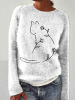 Long Sleeve Crew Neck Animal Casual Regular Sweater