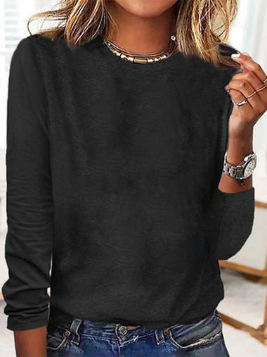 Simple Long Sleeve Crew Neck Plain Regular T-Shirt