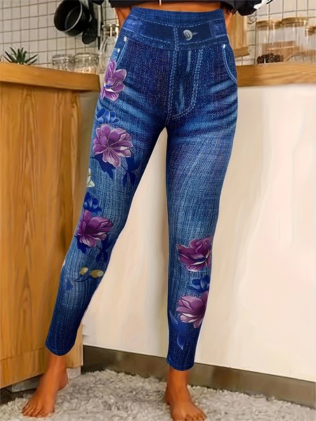 Casual Floral Tight Long Leggings