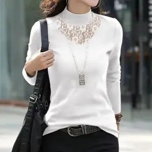 Loose Long Sleeve Crew Neck Plain Casual Regular T-Shirt