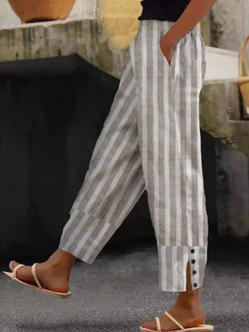 Casual Striped Loose Long Pants