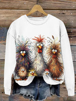 Loose Long Sleeve Crew Neck Turkey Casual Regular Sweatshirt