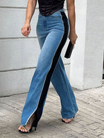 Urban Color Block Long Denim Jeans