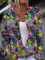 Loose Long Sleeve Floral Casual Regular Cardigan