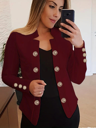 V Neck Long Sleeve Plain Casual Regular Jacket