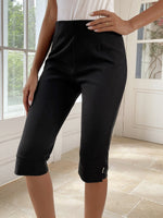 Casual Plain Buttoned Capris Pants