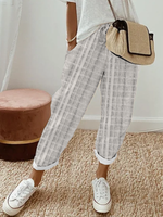 Casual Plaid Loose Ankle Pants