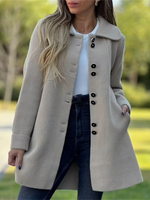 Loose Shawl Collar Long Sleeve Plain Casual Regular Coat