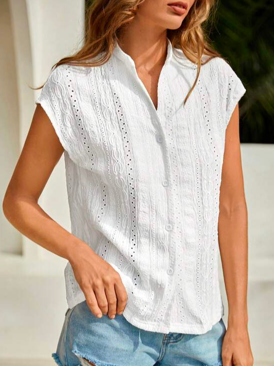 Loose Short Sleeve Shirt Collar Geometric Casual Regular Shirt