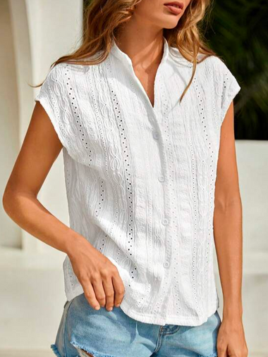 Loose Short Sleeve Shirt Collar Geometric Casual Regular Shirt